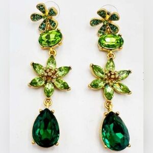 Oscar de la Renta Green
Crystal Flower Earrings